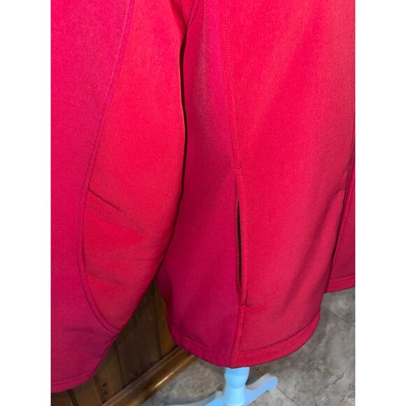 Womens LL Bean Vintage Jacket Red Fleece Lined Zip Up‎ Nylon Shell Pockets M - Picture 2 of 7
